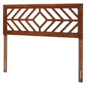 Baxton Studio Olsen Wood Headboard with Geometric Cutout Design - Modern Decorative Panel for Bed Frame, Contemporary Bedroom Accent with Adjustable Height, Queen